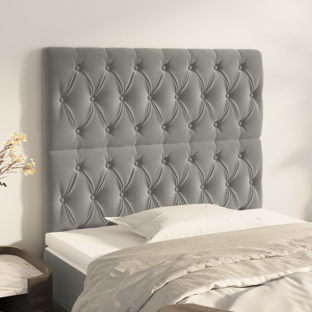 vidaXL Headboard Light Gray 90x7x118/128 cm Velvet