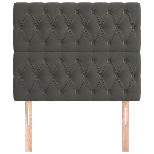vidaXL Headboard Dark Grey 90 x 7 x 118/128 cm Velvet