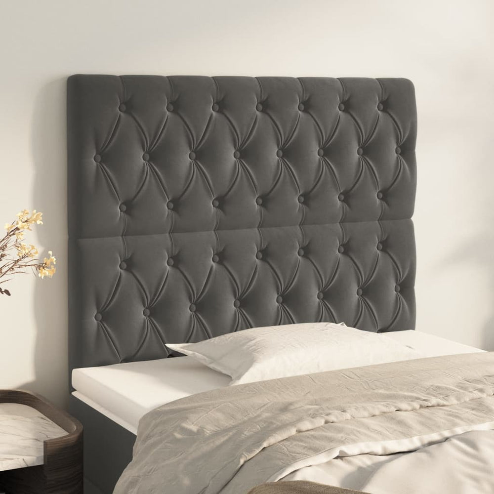 vidaXL Headboard Dark Grey 100 x 7 x 118/128 cm Velvet