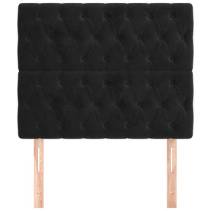 vidaXL Headboard Black 100 x 7 x 118/128 cm Velvet