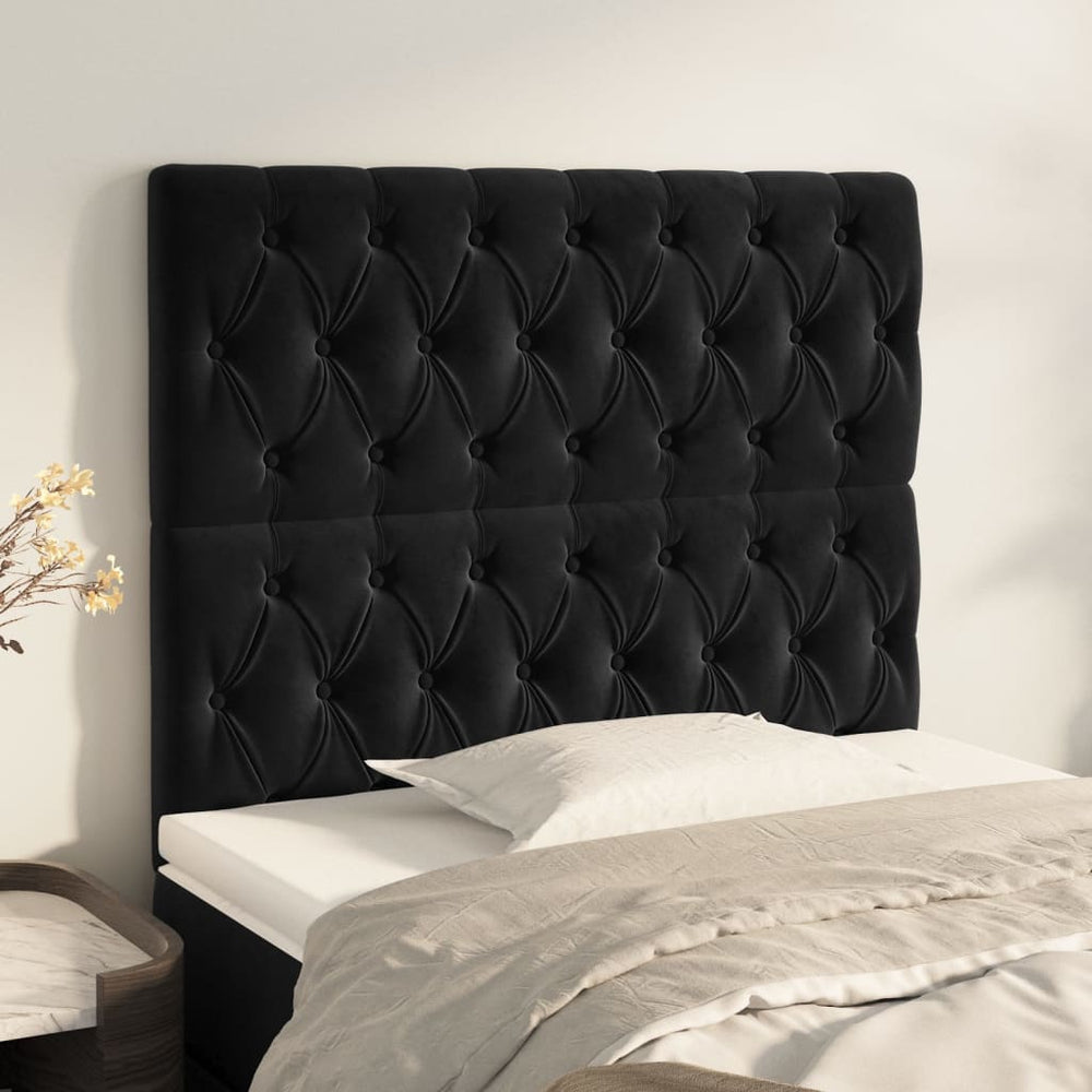 vidaXL Headboard Black 100 x 7 x 118/128 cm Velvet