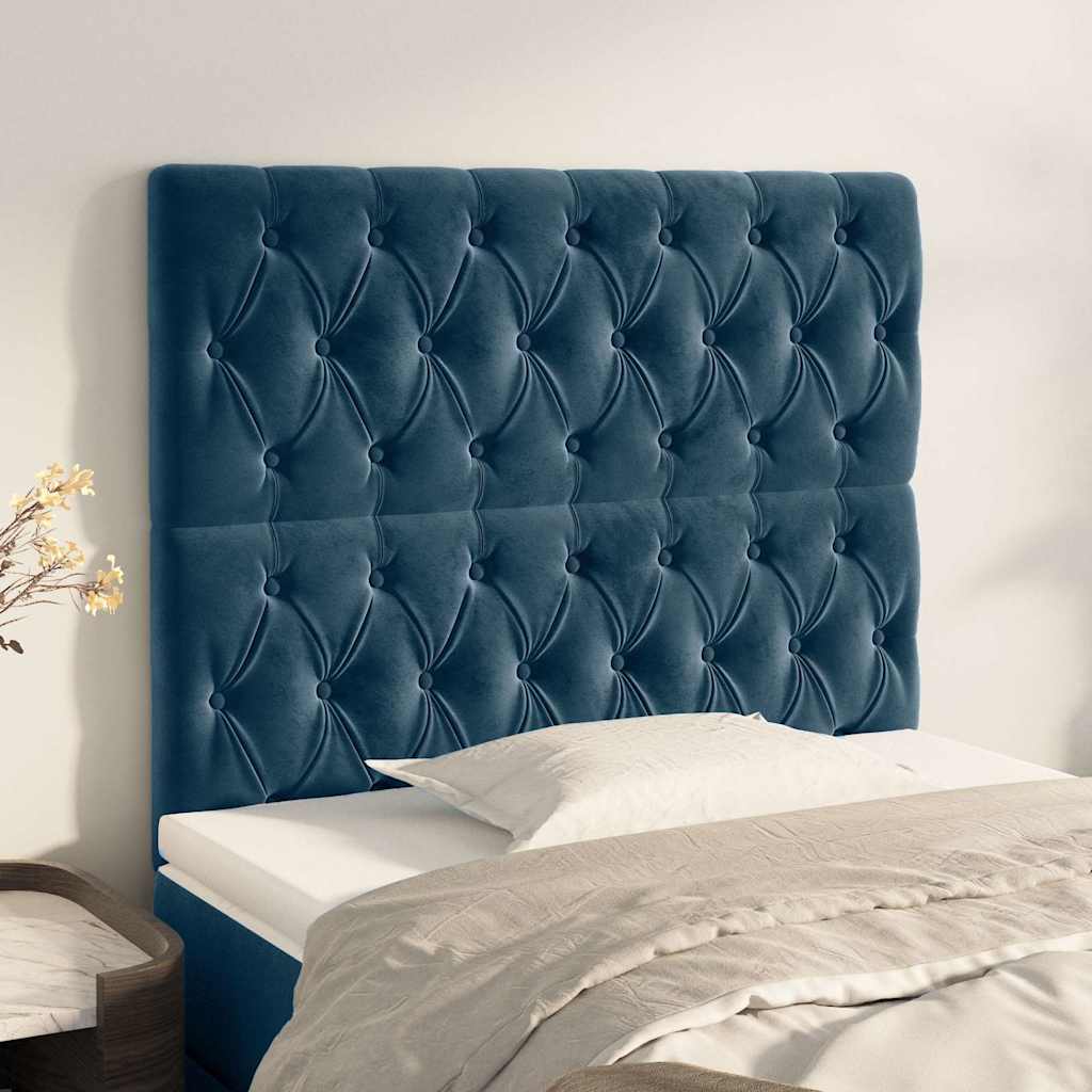 vidaXL Headboard Dark Blue 100 x 7 x 118/128 cm Velvet