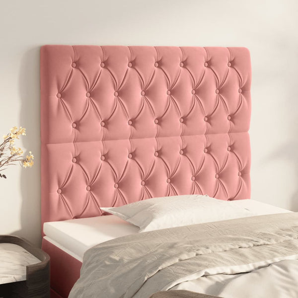 vidaXL Headboard Pink 100 x 7 x 118/128 cm Velvet