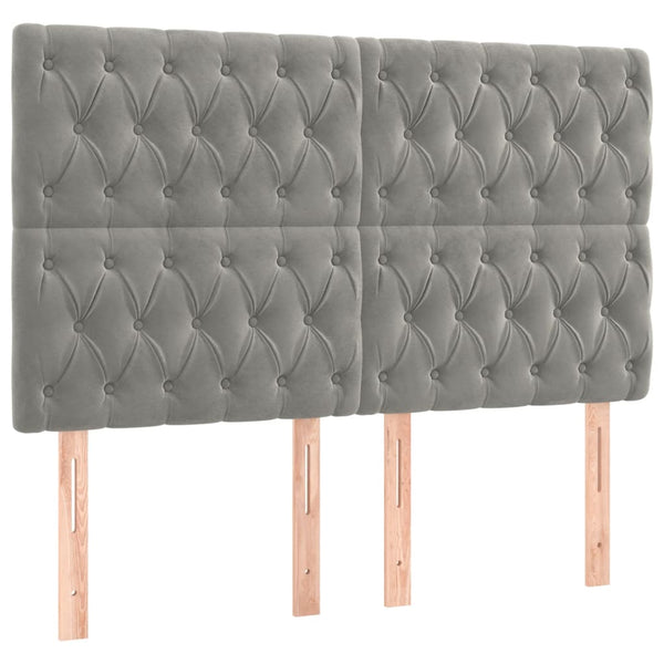 vidaXL Headboard Light Gray 144x7x118/128 cm Velvet
