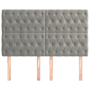vidaXL Headboard Light Gray 144x7x118/128 cm Velvet