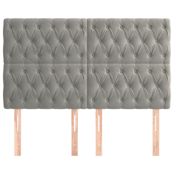 vidaXL Headboard Light Gray 144x7x118/128 cm Velvet