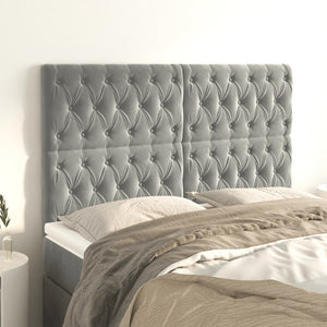 vidaXL Headboard Light Gray 144x7x118/128 cm Velvet