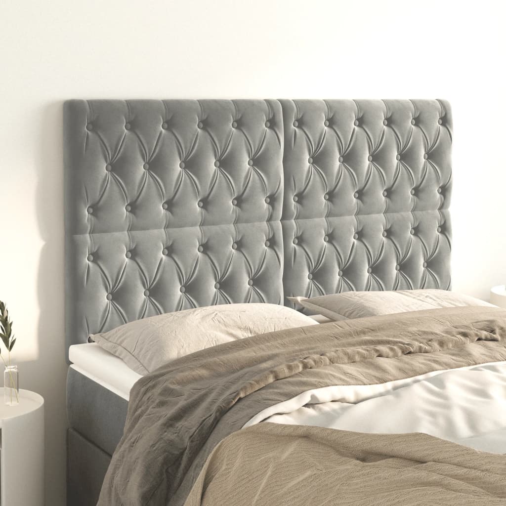 vidaXL Headboard Light Gray 144x7x118/128 cm Velvet