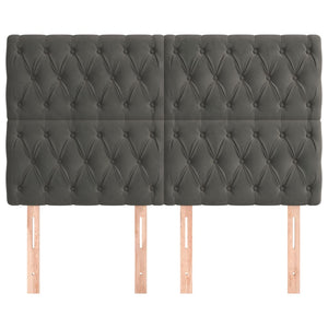 vidaXL Headboard Dark Grey 144 x 7 x 118/128 cm Velvet