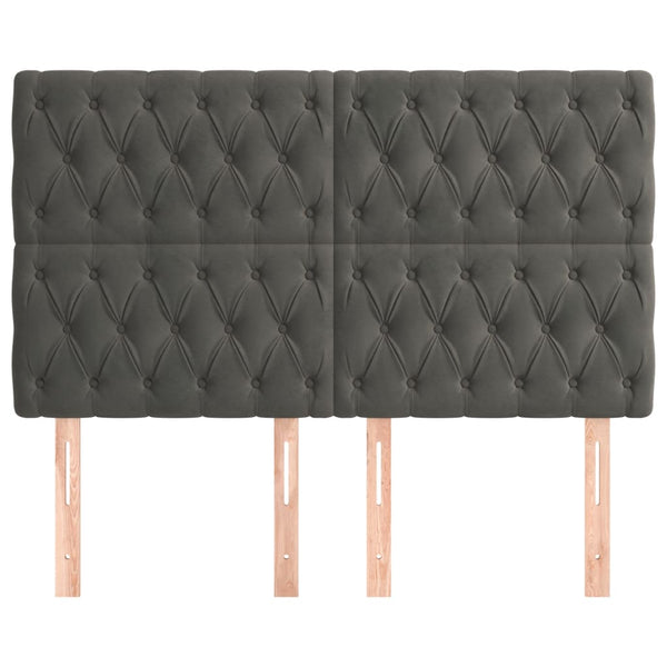 vidaXL Headboard Dark Grey 144 x 7 x 118/128 cm Velvet