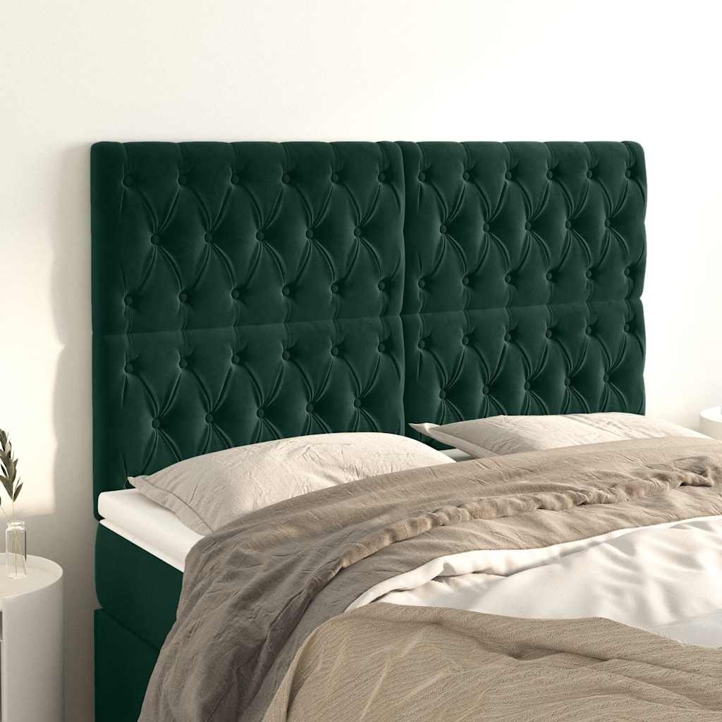 vidaXL Headboard Dark Green 144x7x118/128 cm Velvet