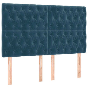 vidaXL Headboard Dark Blue 144x7x118/128 cm Velvet