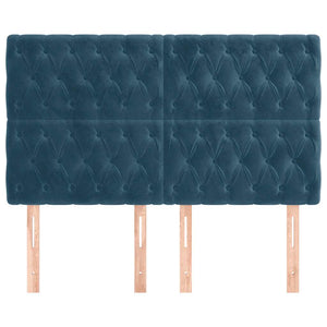 vidaXL Headboard Dark Blue 144x7x118/128 cm Velvet