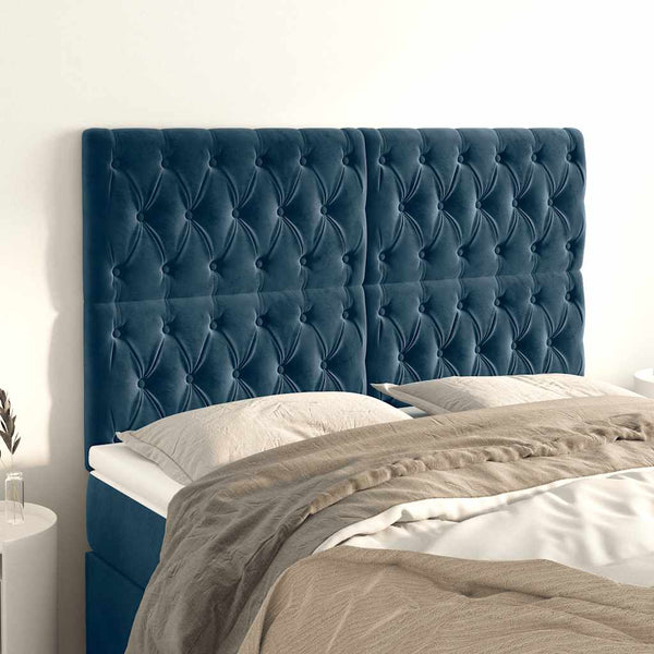 vidaXL Headboard Dark Blue 144x7x118/128 cm Velvet