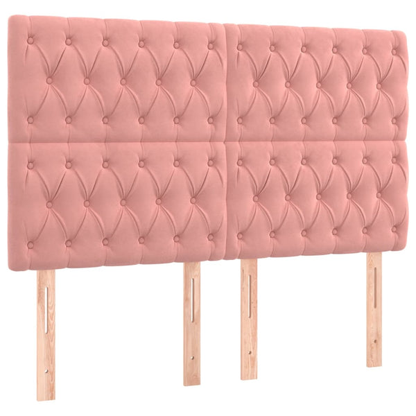 vidaXL Headboard Pink 144x7x118/128 cm Velvet