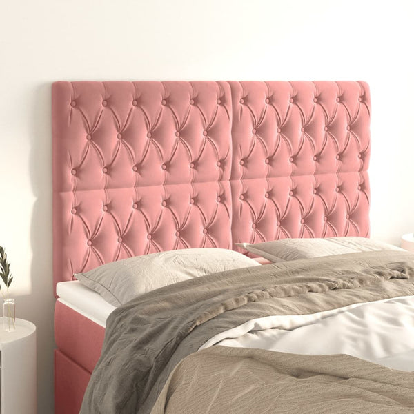 vidaXL Headboard Pink 144x7x118/128 cm Velvet