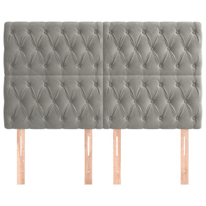 vidaXL Headboard Light Gray 160 x 7 x 118/128 cm Velvet