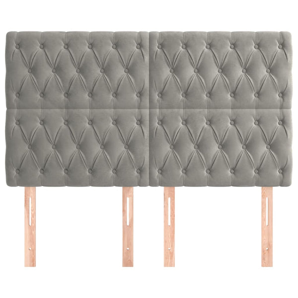 vidaXL Headboard Light Gray 160 x 7 x 118/128 cm Velvet