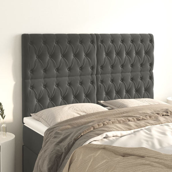 vidaXL Headboard Dark Grey 160 x 7 x 118/128 cm Velvet