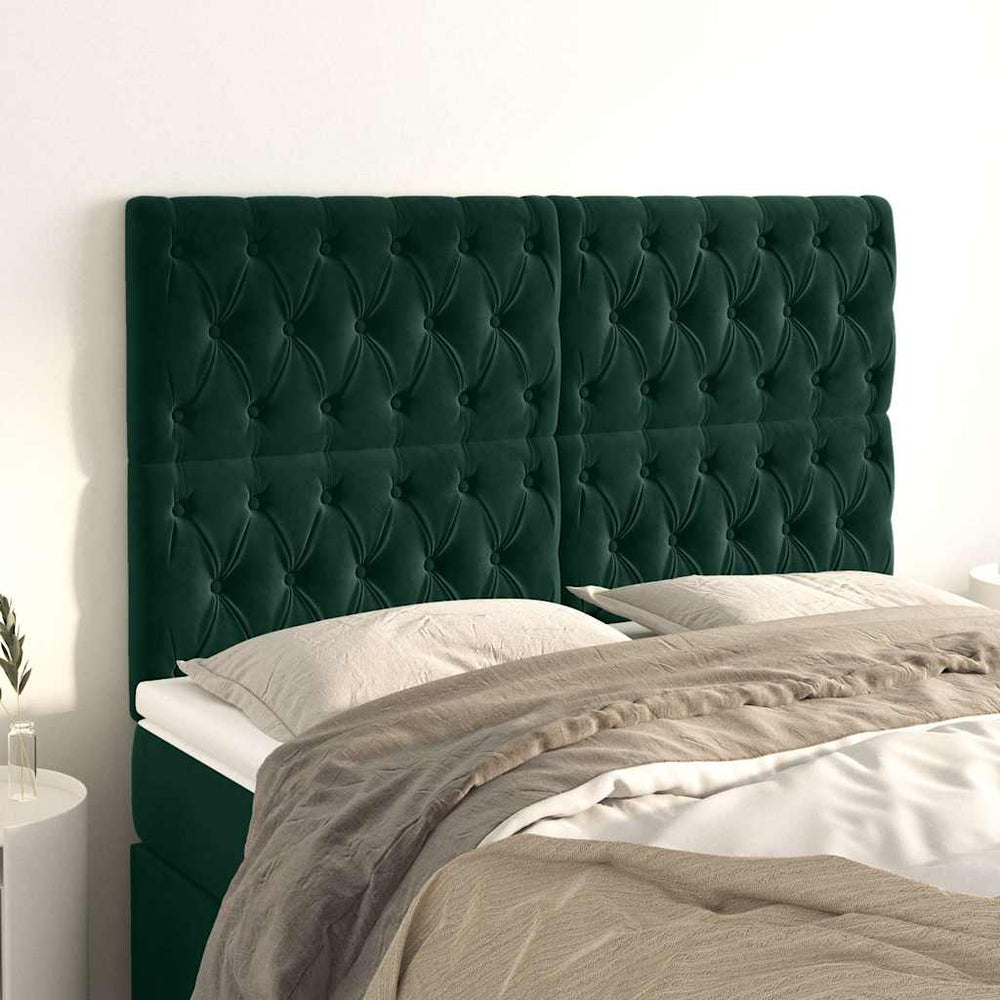 vidaXL Headboard Dark Green 160 x 7 x 118/128 cm Velvet