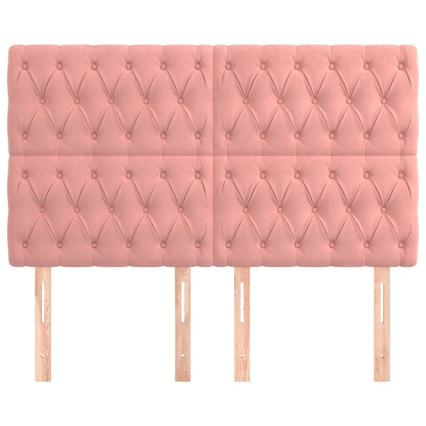 vidaXL Headboard Pink 160 x 7 x 118/128 cm Velvet