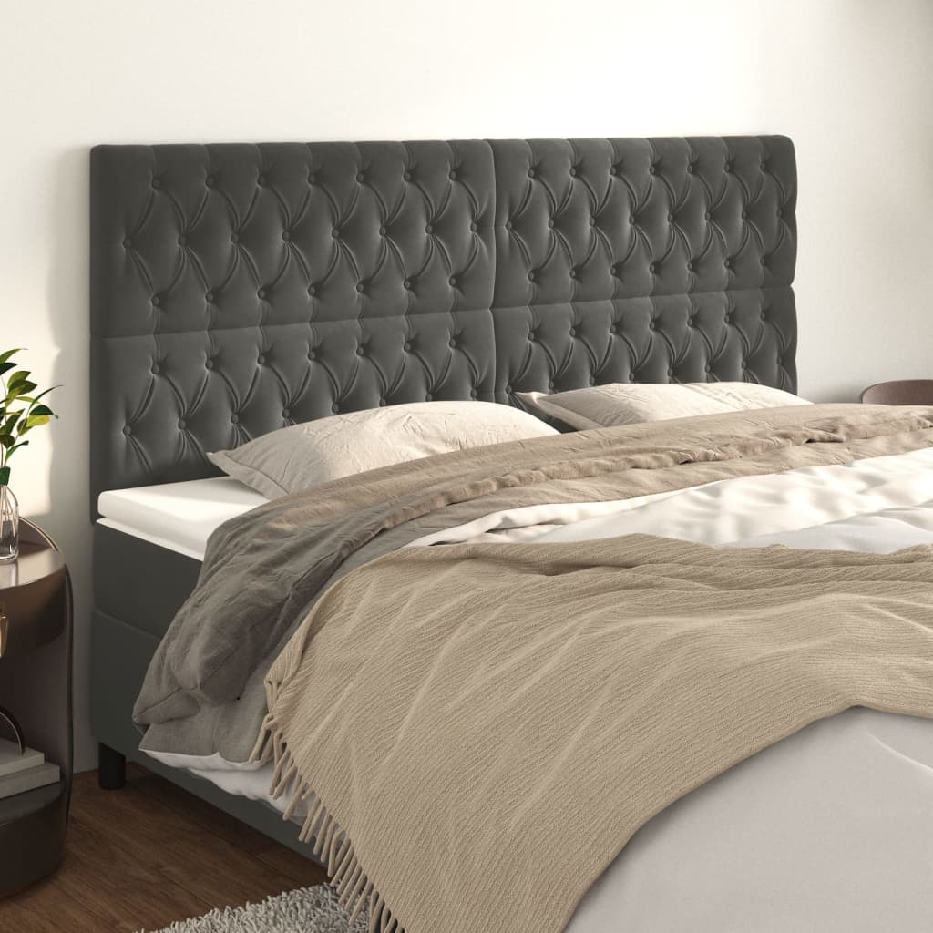 vidaXL Headboard Dark Grey 180 x 7 x 118/128 cm Velvet