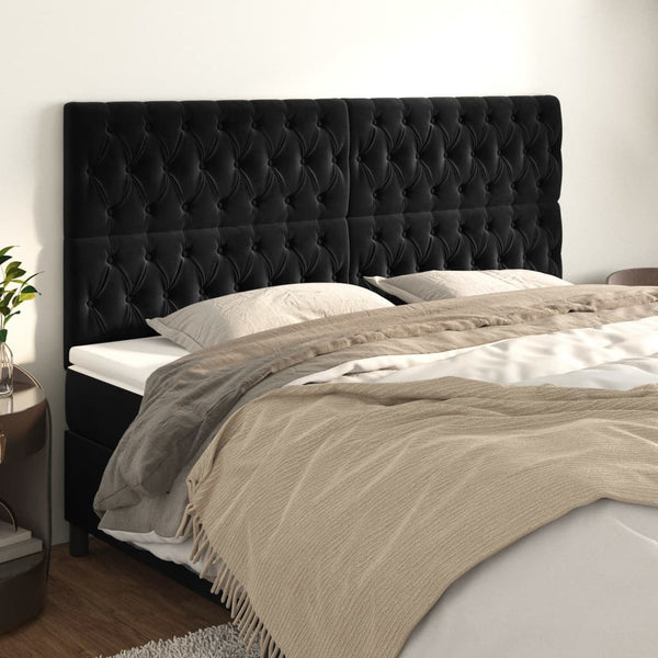 vidaXL Headboard Black 180x7x118/128 cm Velvet