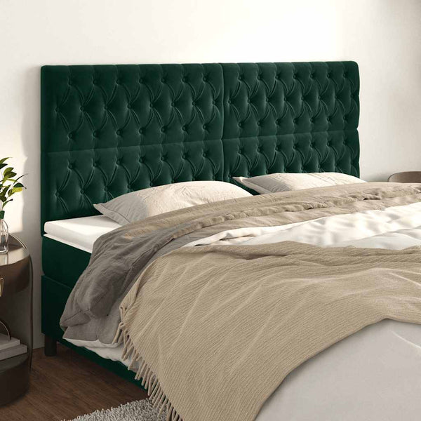 vidaXL Headboard Dark Green 180x7x118/128 cm Velvet
