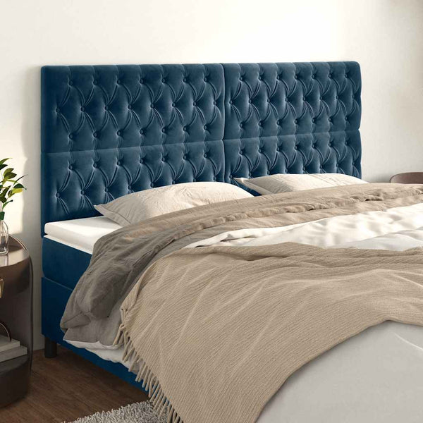 vidaXL Headboard Dark Blue 180x7x118/128 cm Velvet