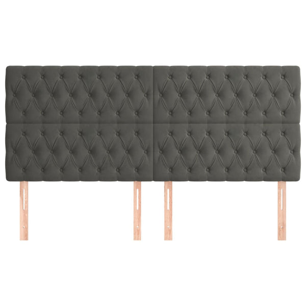 vidaXL Headboard Dark Grey 200 x 7 x 118/128 cm Velvet