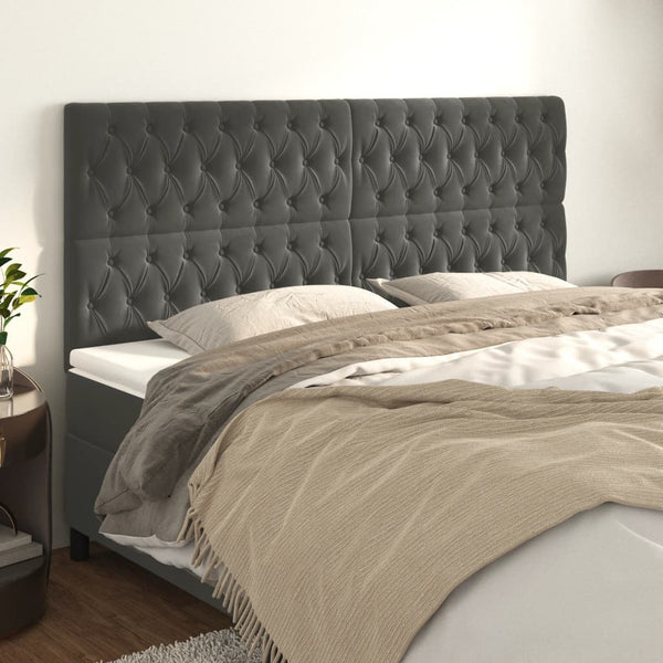 vidaXL Headboard Dark Grey 200 x 7 x 118/128 cm Velvet