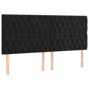 vidaXL Headboard Black 200 x 7 x 118/128 cm Velvet