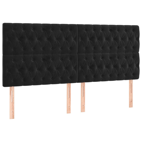 vidaXL Headboard Black 200 x 7 x 118/128 cm Velvet