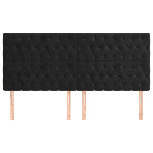 vidaXL Headboard Black 200 x 7 x 118/128 cm Velvet