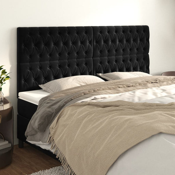 vidaXL Headboard Black 200 x 7 x 118/128 cm Velvet