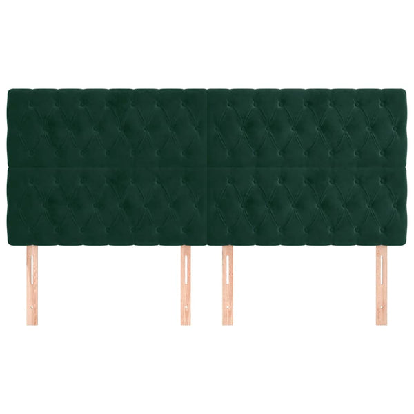 vidaXL Headboard Dark Green 200 x 7 x 118/128 cm Velvet