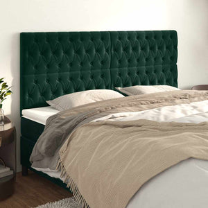 vidaXL Headboard Dark Green 200 x 7 x 118/128 cm Velvet