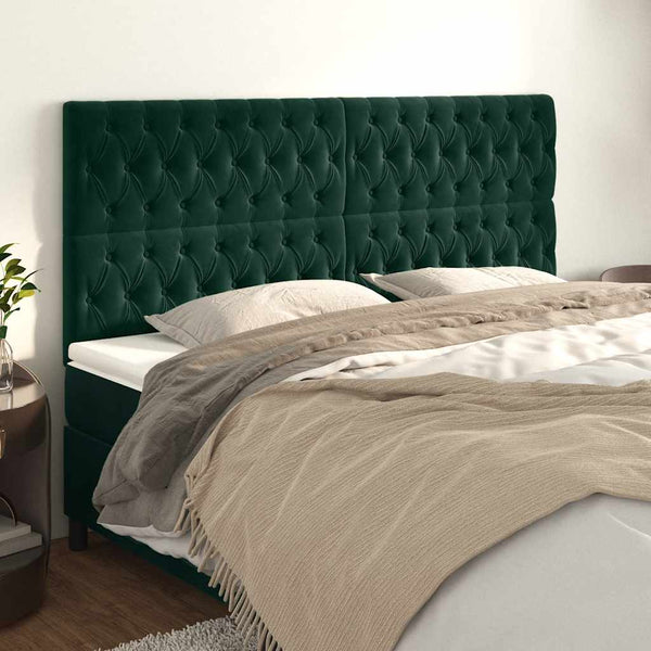 vidaXL Headboard Dark Green 200 x 7 x 118/128 cm Velvet