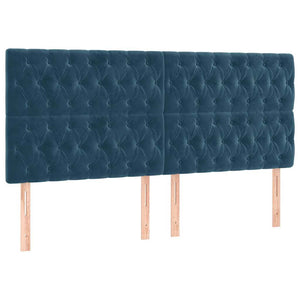 vidaXL Headboard Dark Blue 200 x 7 x 118/128 cm Velvet
