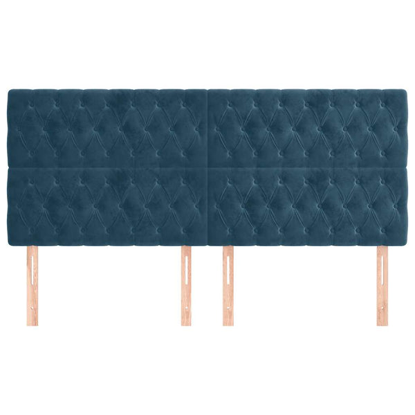 vidaXL Headboard Dark Blue 200 x 7 x 118/128 cm Velvet