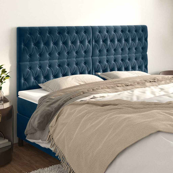 vidaXL Headboard Dark Blue 200 x 7 x 118/128 cm Velvet