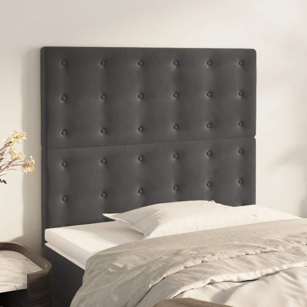 Kopfteil Dunkelgrau 100 x 5 x 118/128 cm Samt