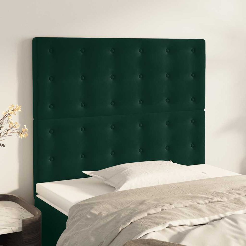 vidaXL Headboard Dark Green 100x5x118/128 cm Velvet