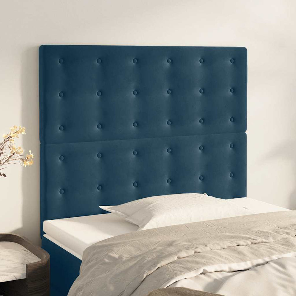 vidaXL Headboard Dark Blue 100x5x118/128 cm Velvet