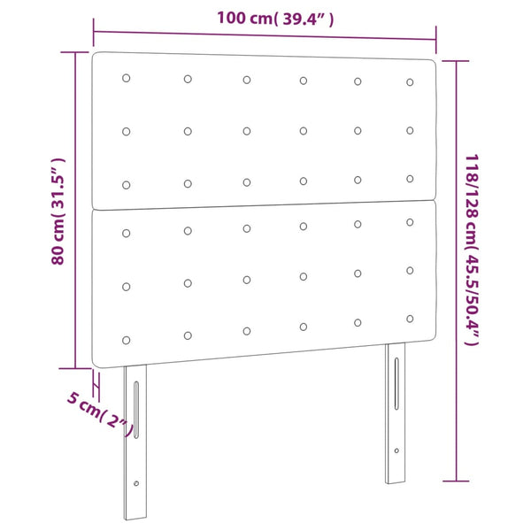 vidaXL Headboard Pink 100 x 5 x 118/128 cm Velvet