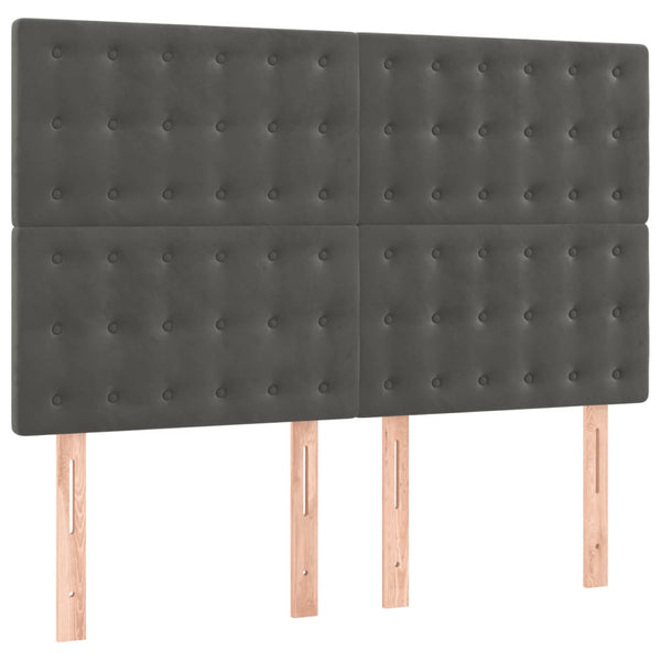 vidaXL Headboard Dark Grey 144 x 5 x 118/128 cm Velvet