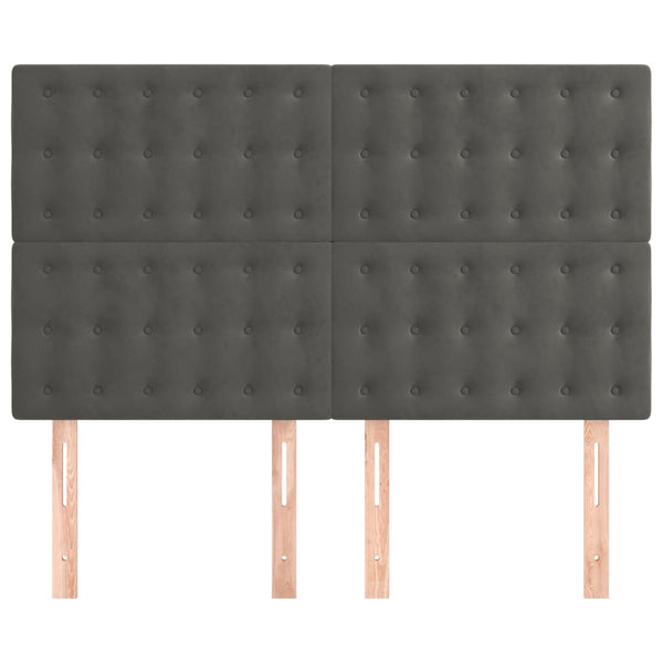 vidaXL Headboard Dark Grey 144 x 5 x 118/128 cm Velvet