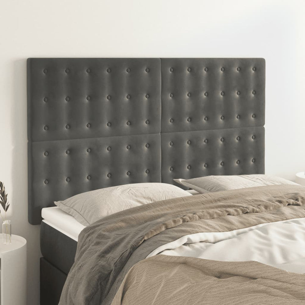 vidaXL Headboard Dark Grey 144 x 5 x 118/128 cm Velvet