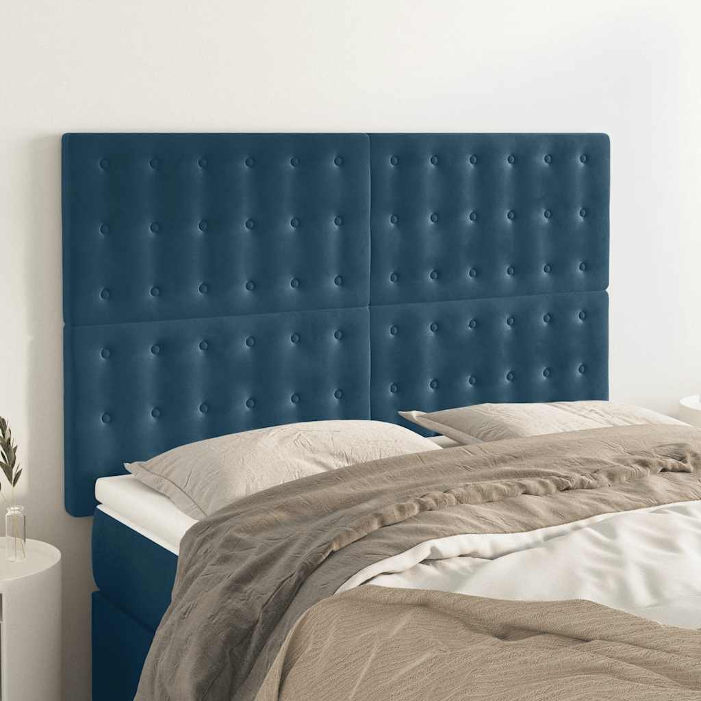 vidaXL Headboard Dark Blue 144x5x118/128 cm Velvet