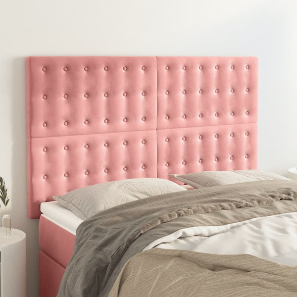 vidaXL Headboard Pink 144x5x118/128 cm Velvet